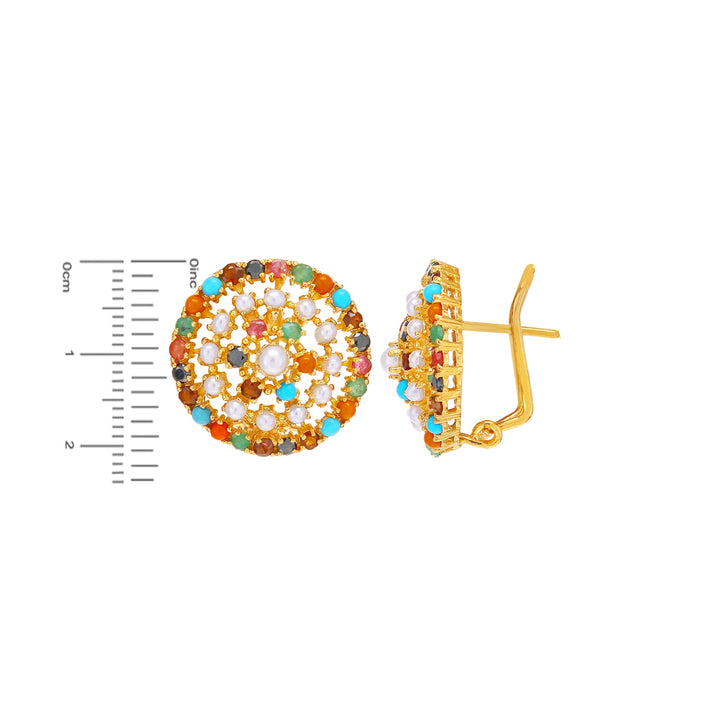 Endearing Earrings with Navratan in 22K Gold