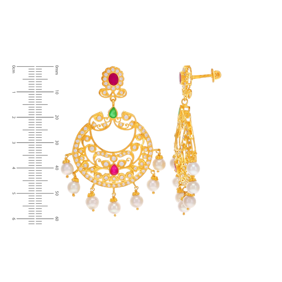 Captivating Antique Chandbali With Gemstones in 22K Gold