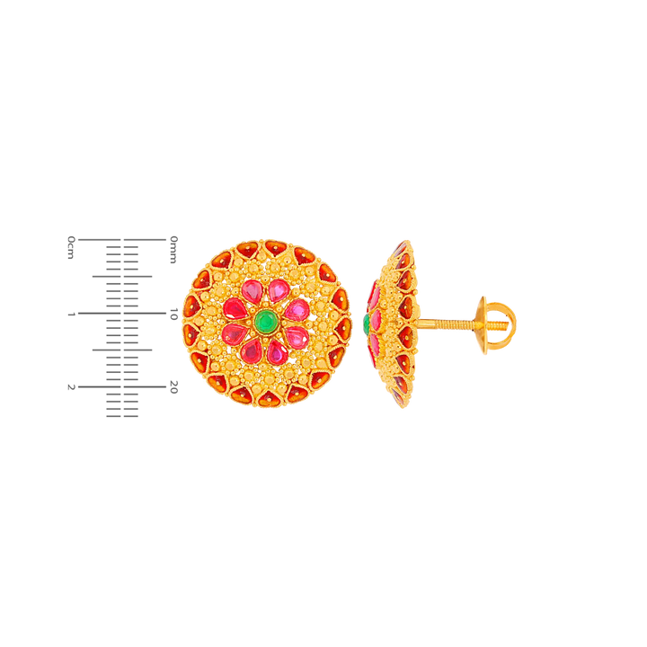 Intricate Minakari Earrings With Gemstones in 22K Gold