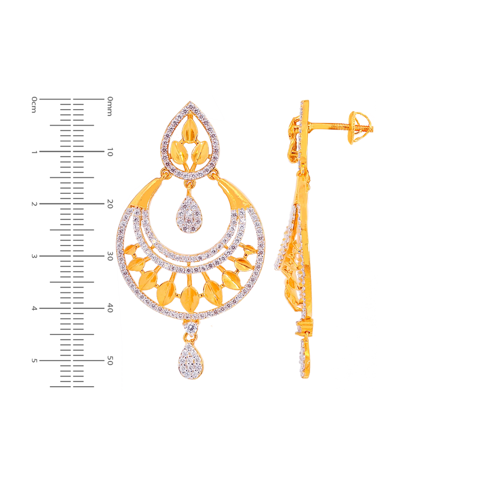 Lovely Chandbali With CZ in 22K Gold