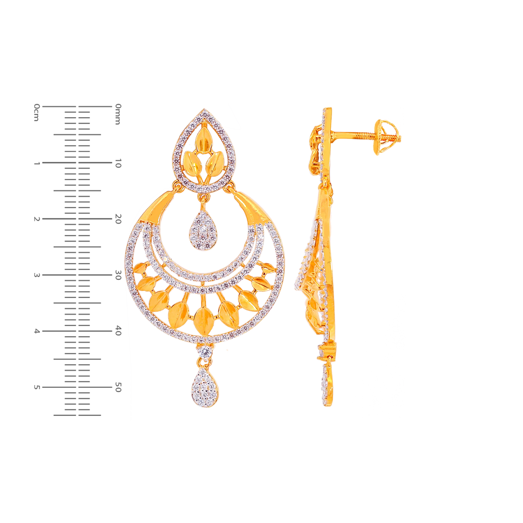 Lovely Chandbali With CZ in 22K Gold