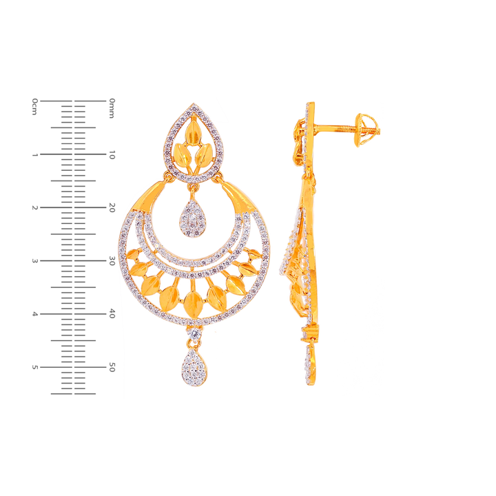 Lovely Chandbali With CZ in 22K Gold