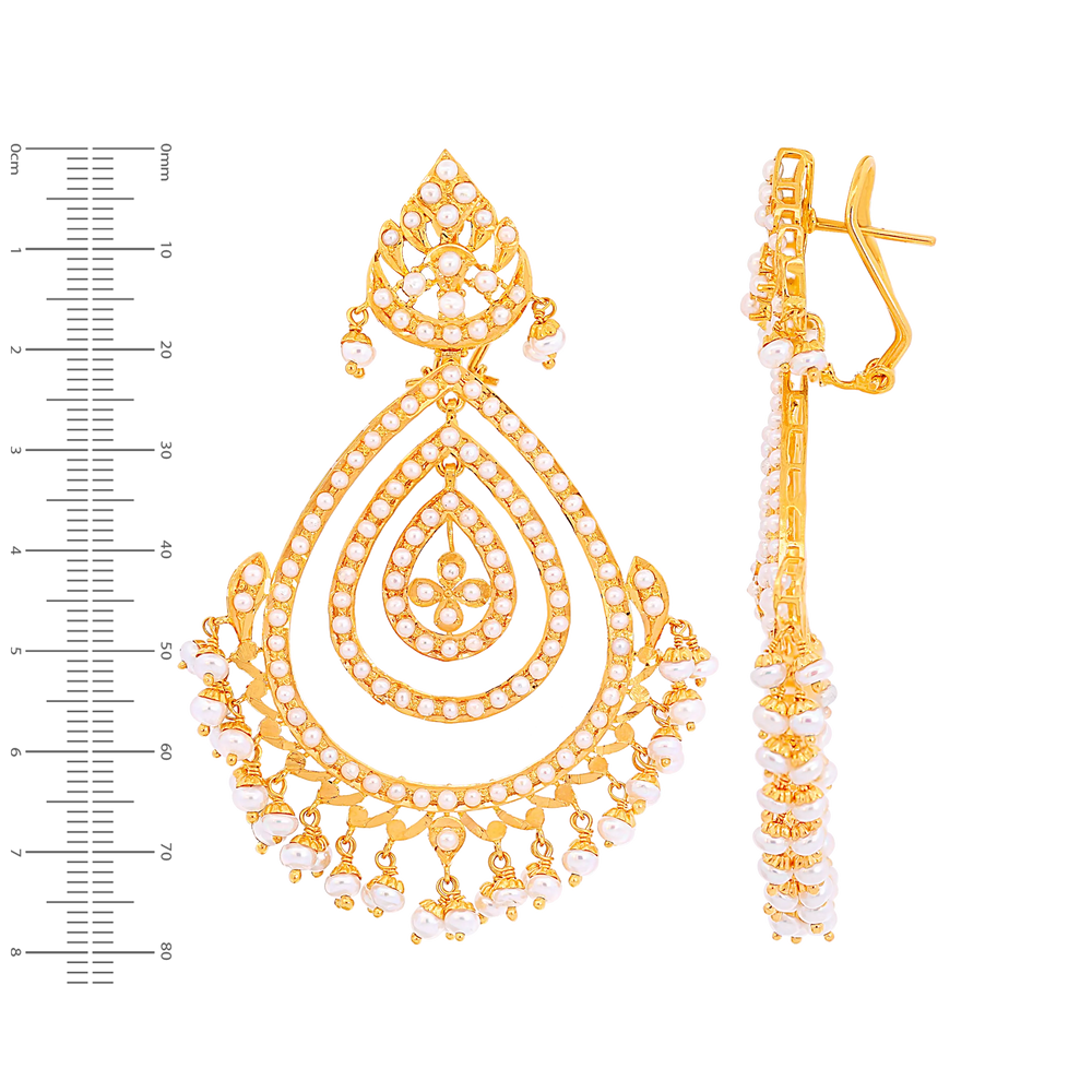 Ravishing Chandbali With Pearl in 22K Gold