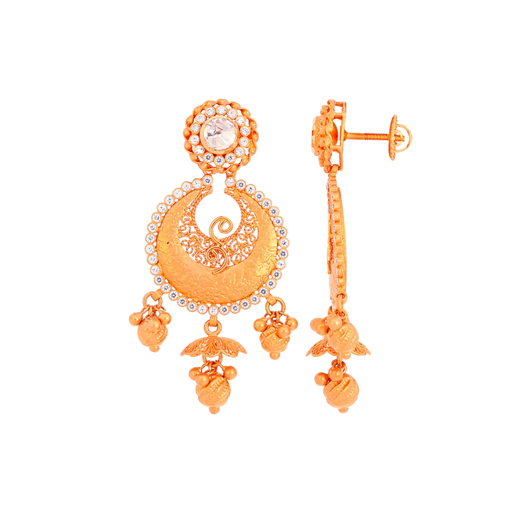 Charming Antique Chandbali White Polki in 22K Rose Gold