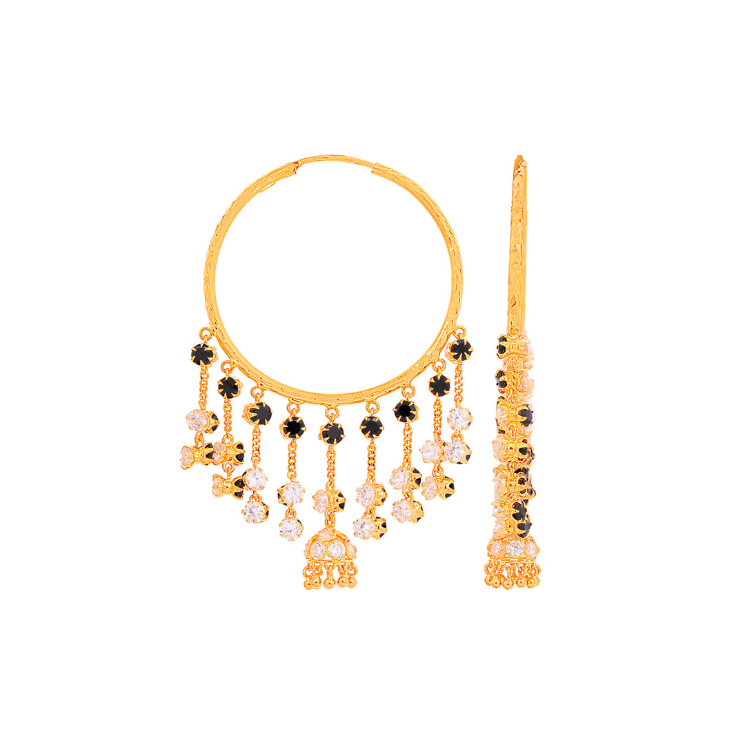 Alluring Bali/Hoops With Gemstones in 22K Gold