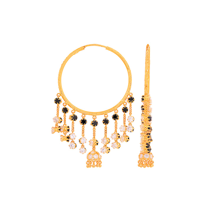 Alluring Bali/Hoops With Gemstones in 22K Gold