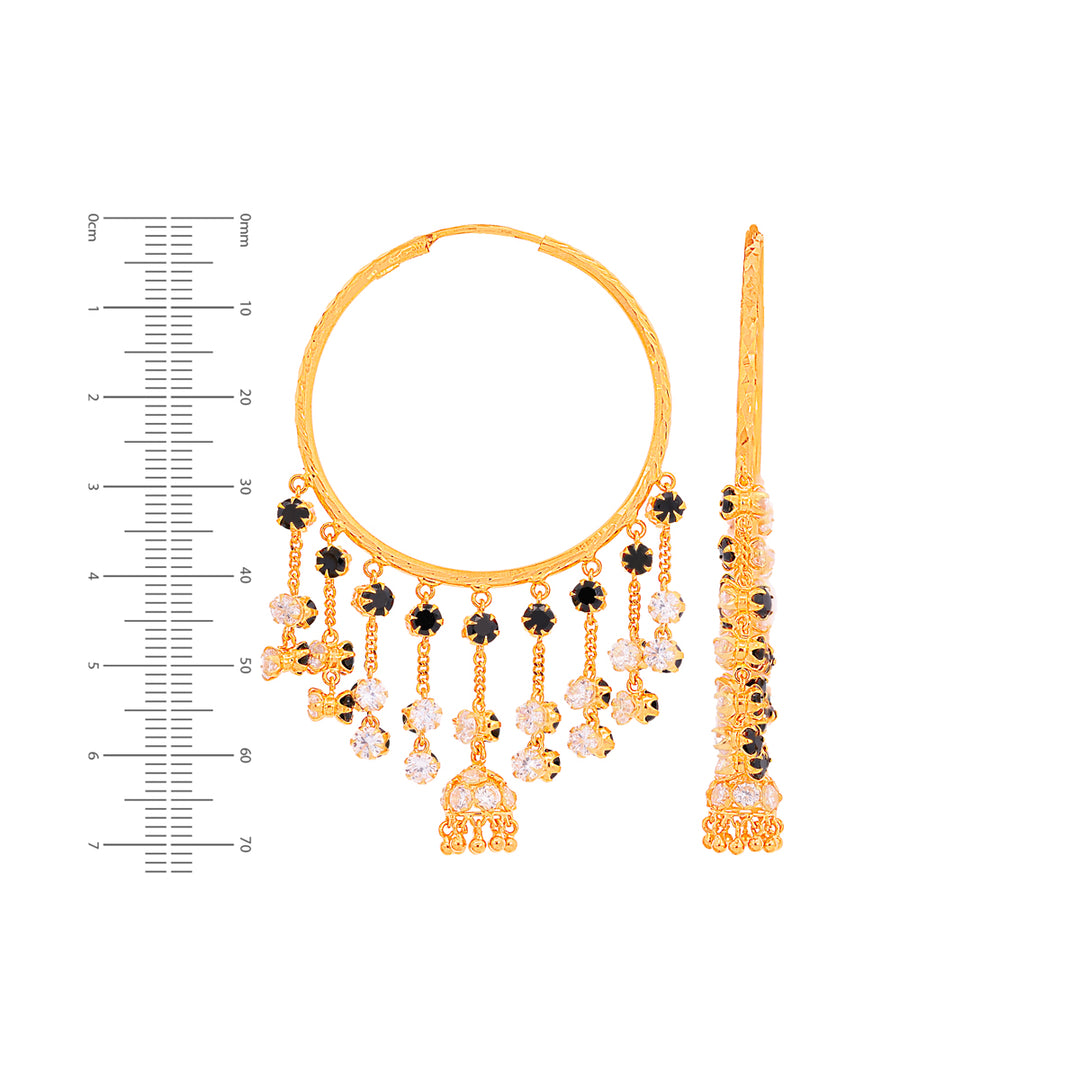 Alluring Bali/Hoops With Gemstones in 22K Gold
