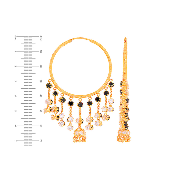 Alluring Bali/Hoops With Gemstones in 22K Gold