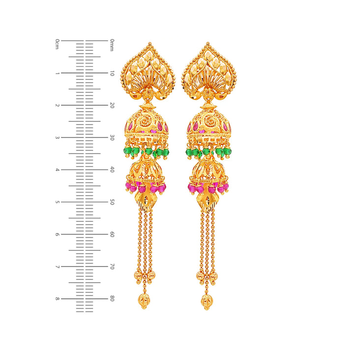 Brilliant Jhumkha With CZ in 22K Gold