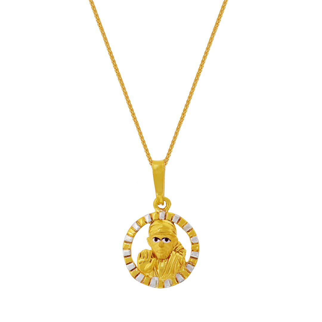 Sai Baba Two tone Pendant with Minakari in 22K Gold