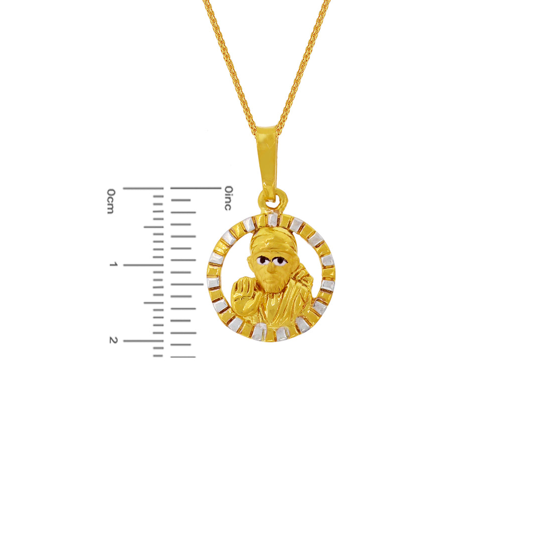 Sai Baba Two tone Pendant with Minakari in 22K Gold