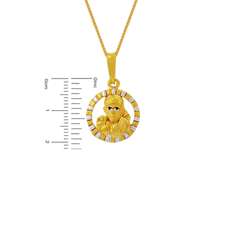 Sai Baba Two tone Pendant with Minakari in 22K Gold