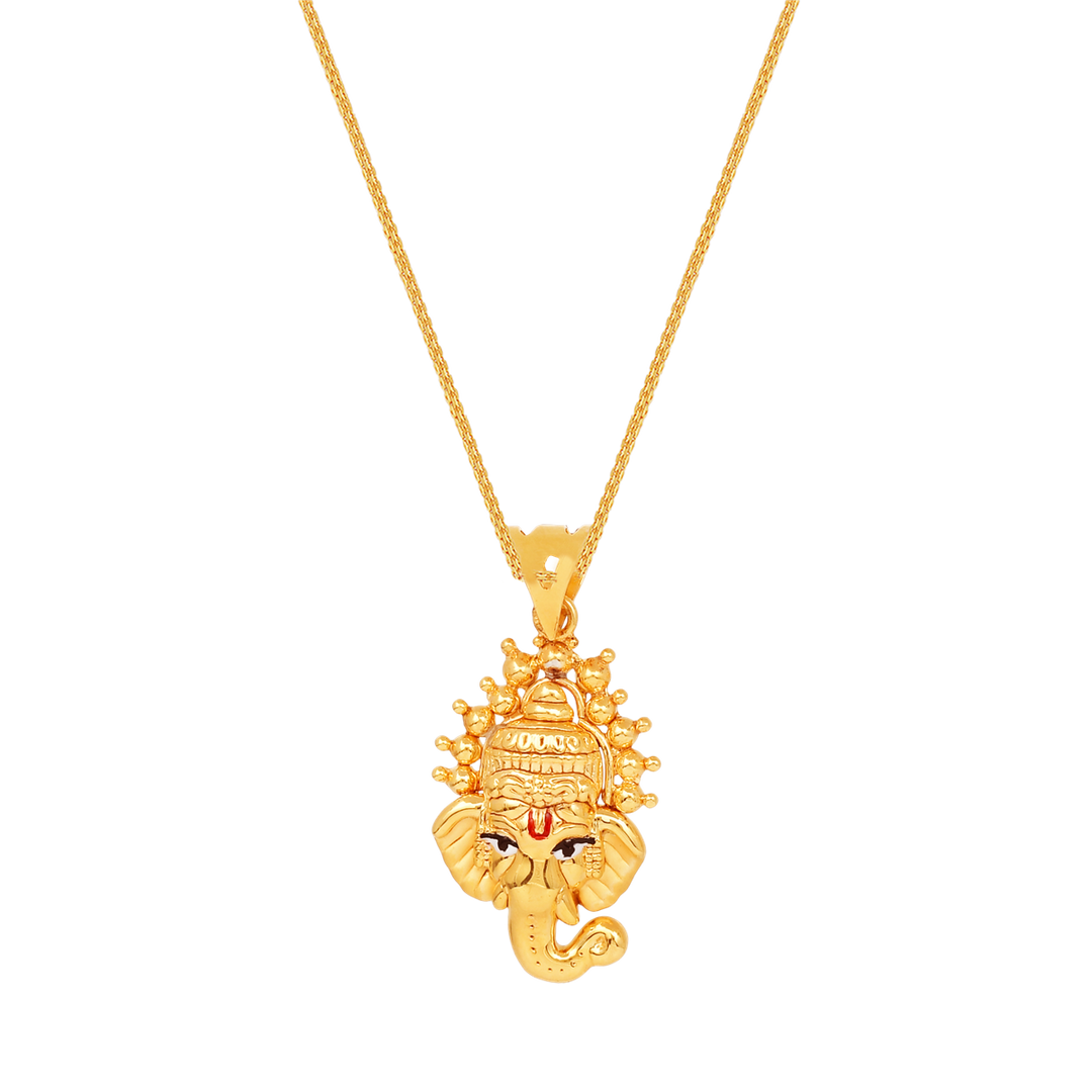 Ganesha Minakari Pendant in 22K Gold