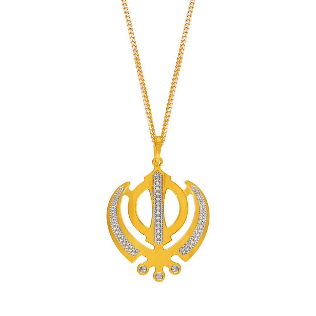 Khanda Two tone Pendant in 22K Gold