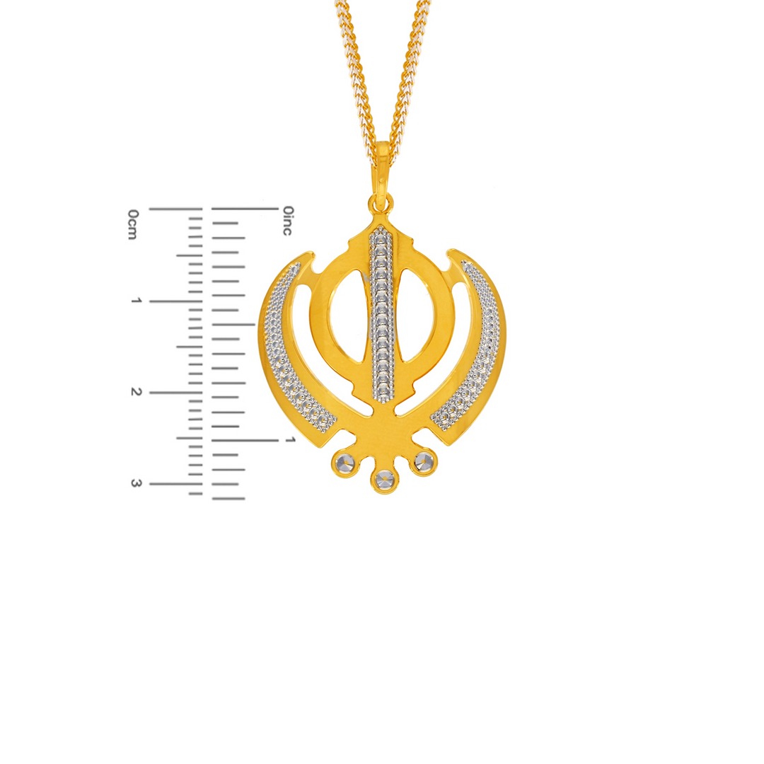 Khanda Two tone Pendant in 22K Gold