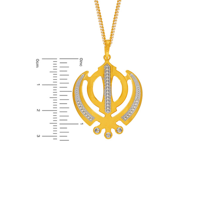 Khanda Two tone Pendant in 22K Gold