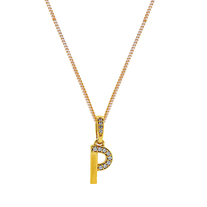 Initial "P" Pendant with CZ in 22K Gold