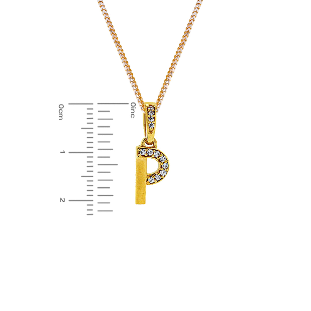 Initial "P" Pendant with CZ in 22K Gold