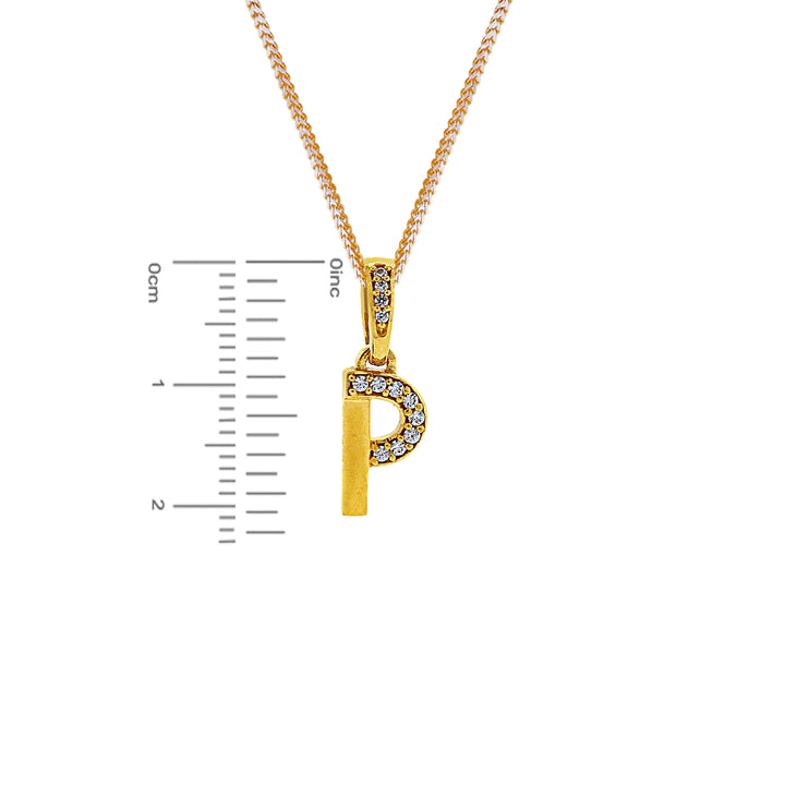 Initial "P" Pendant with CZ in 22K Gold