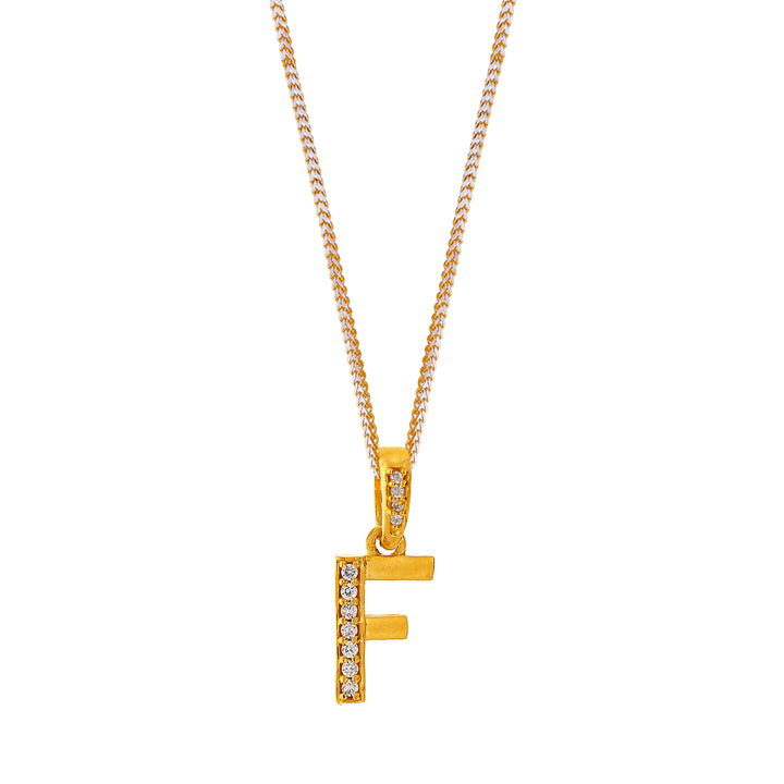 Initial "F" Pendant with CZ in 22K Gold