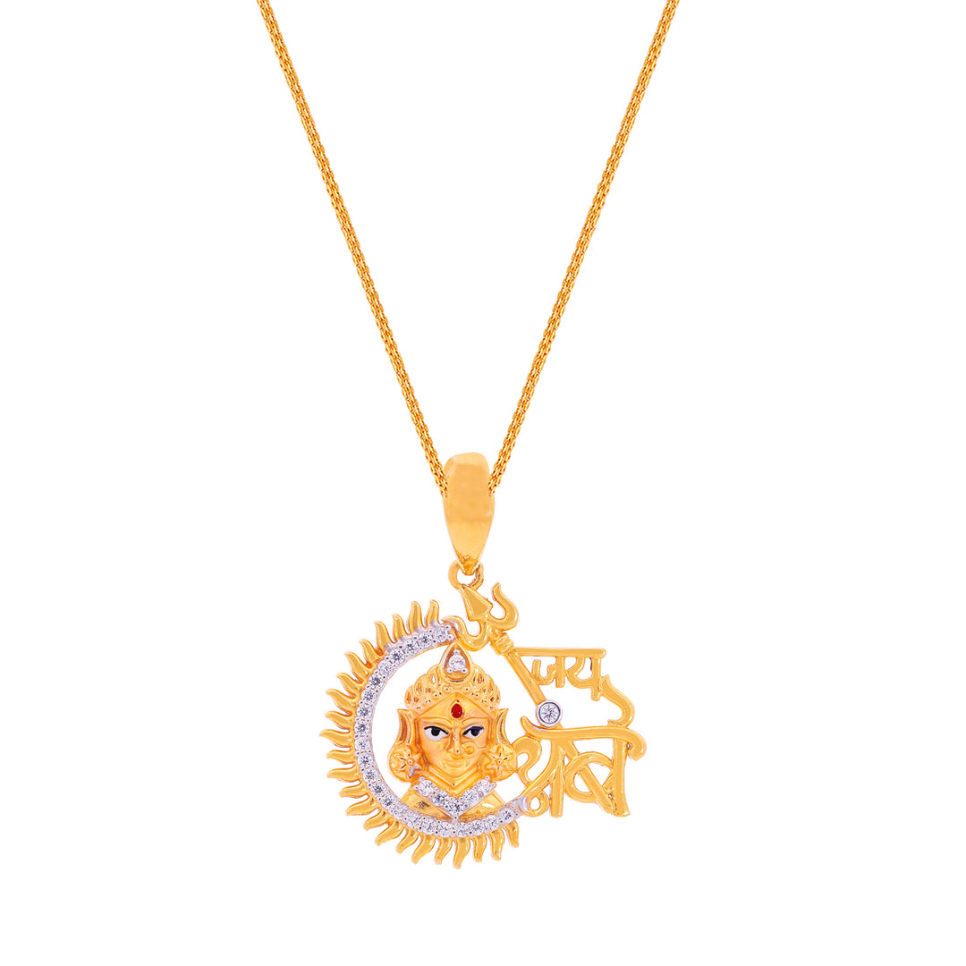 Jai Ambe Pendant With CZ in 22K Gold