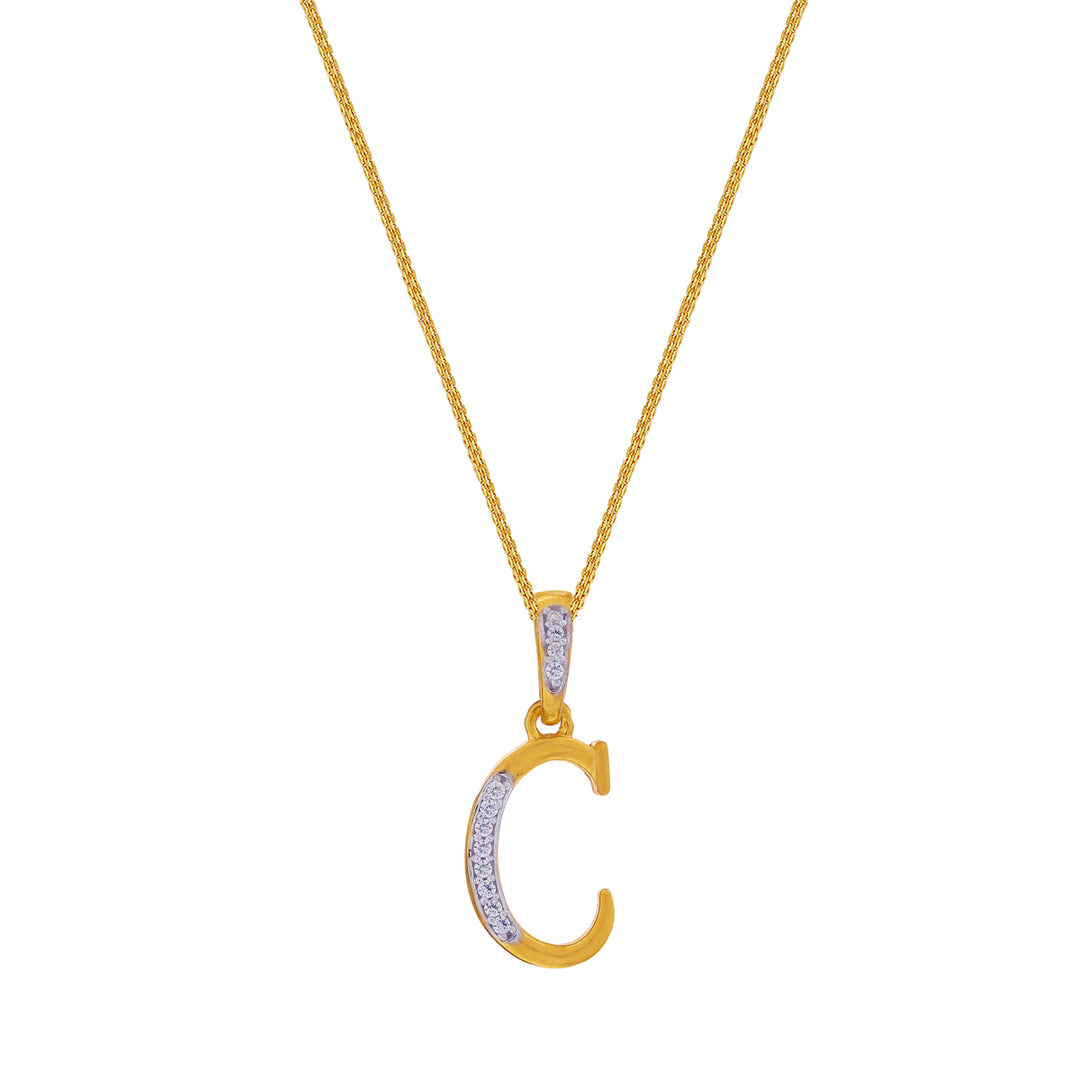 Initial "C" Pendant with CZ in 22K Gold
