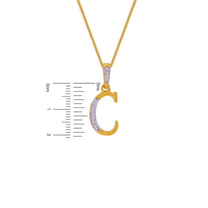 Initial "C" Pendant with CZ in 22K Gold