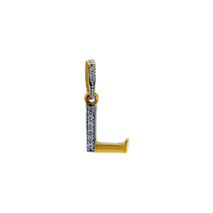 Initial "L" Pendant with CZ in 22K Gold
