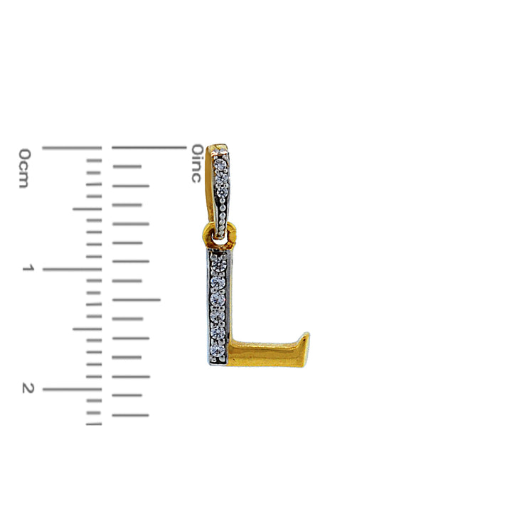 Initial "L" Pendant with CZ in 22K Gold