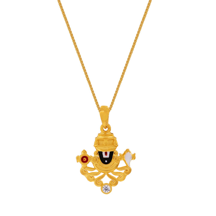 Balaji Minakari Pendant with CZ in 22K Gold