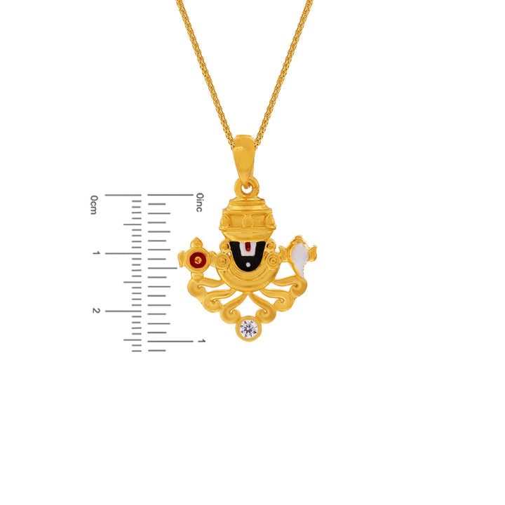 Balaji Minakari Pendant with CZ in 22K Gold