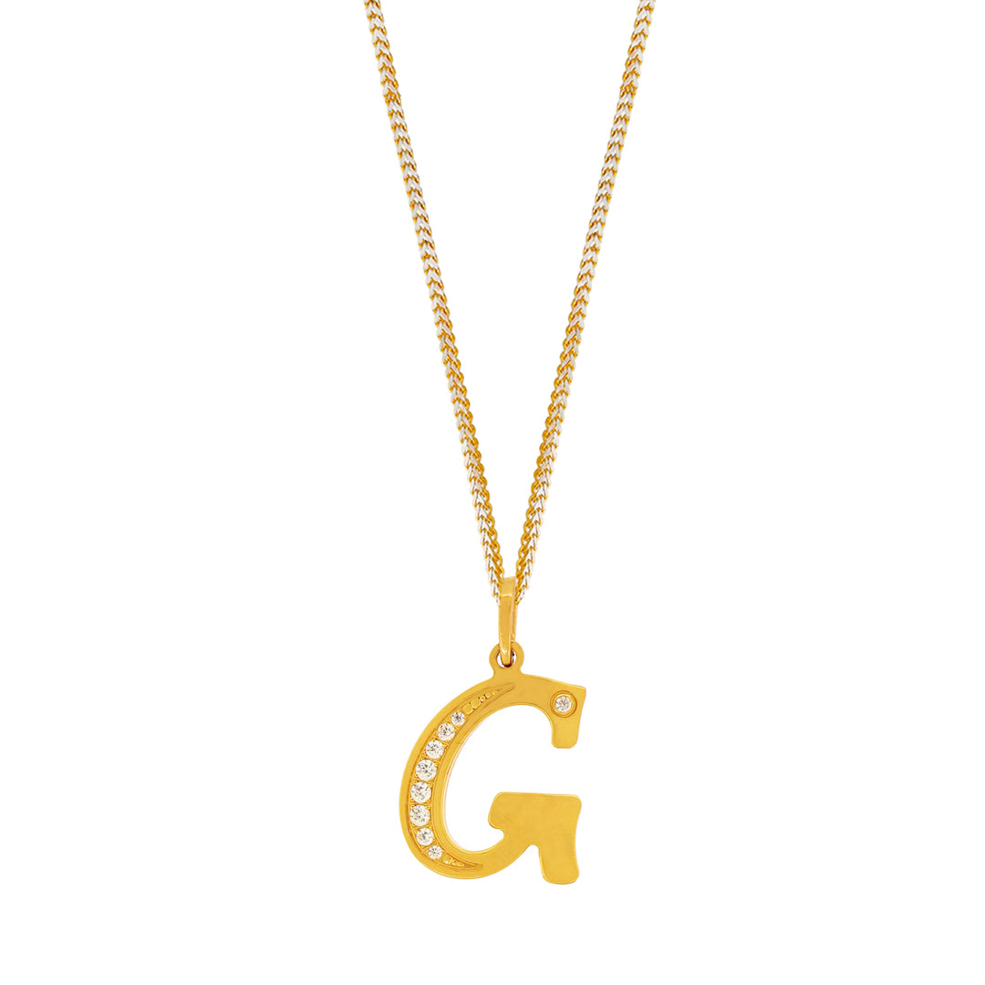 Initial "G" Pendant with CZ in 22K Gold