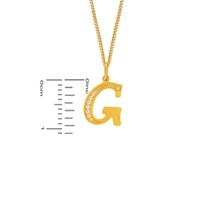 Initial "G" Pendant with CZ in 22K Gold