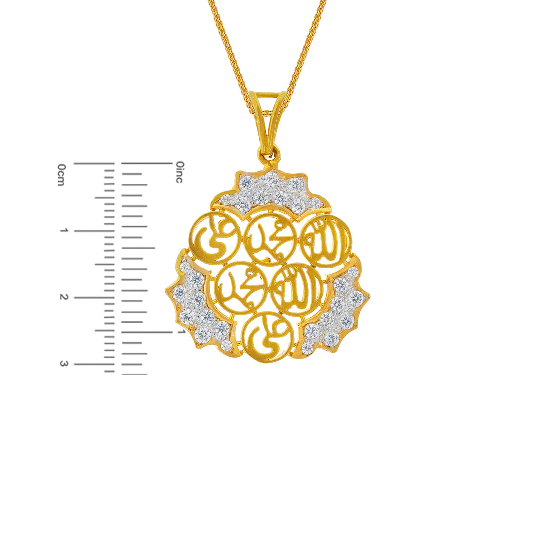 Gorgeous Two tone Ayat Pendant  with CZ in 22K Gold