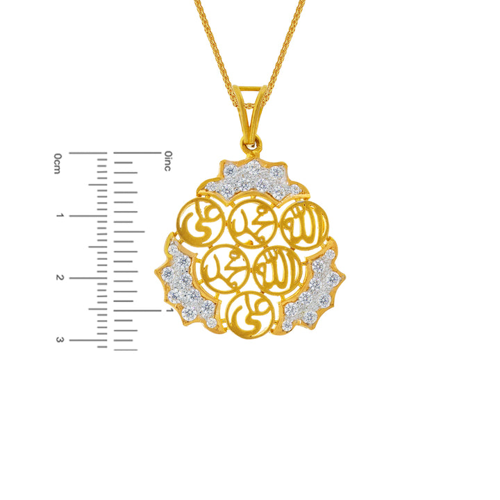 Gorgeous Two tone Ayat Pendant  with CZ in 22K Gold