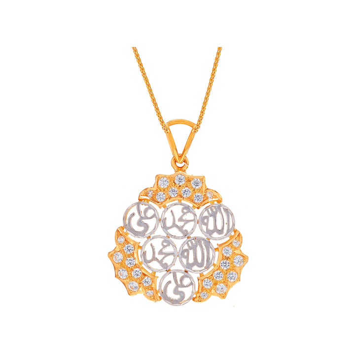 Charming Two tone Ayat Pendant with CZ in 22K Gold
