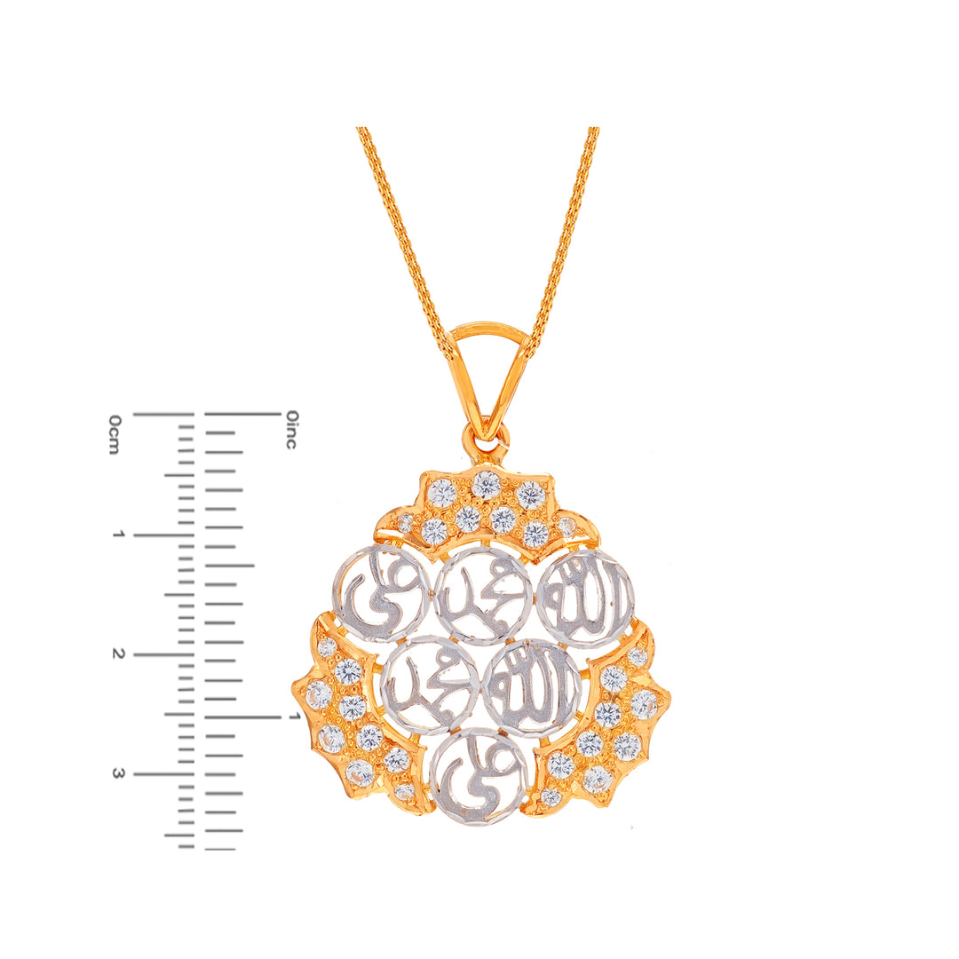 Charming Two tone Ayat Pendant with CZ in 22K Gold