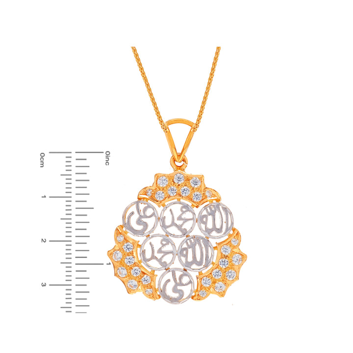 Charming Two tone Ayat Pendant with CZ in 22K Gold