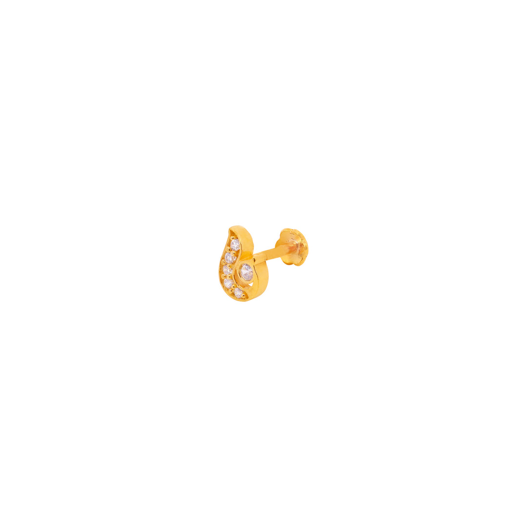 Precious Nose Pin With CZ in 22K Gold