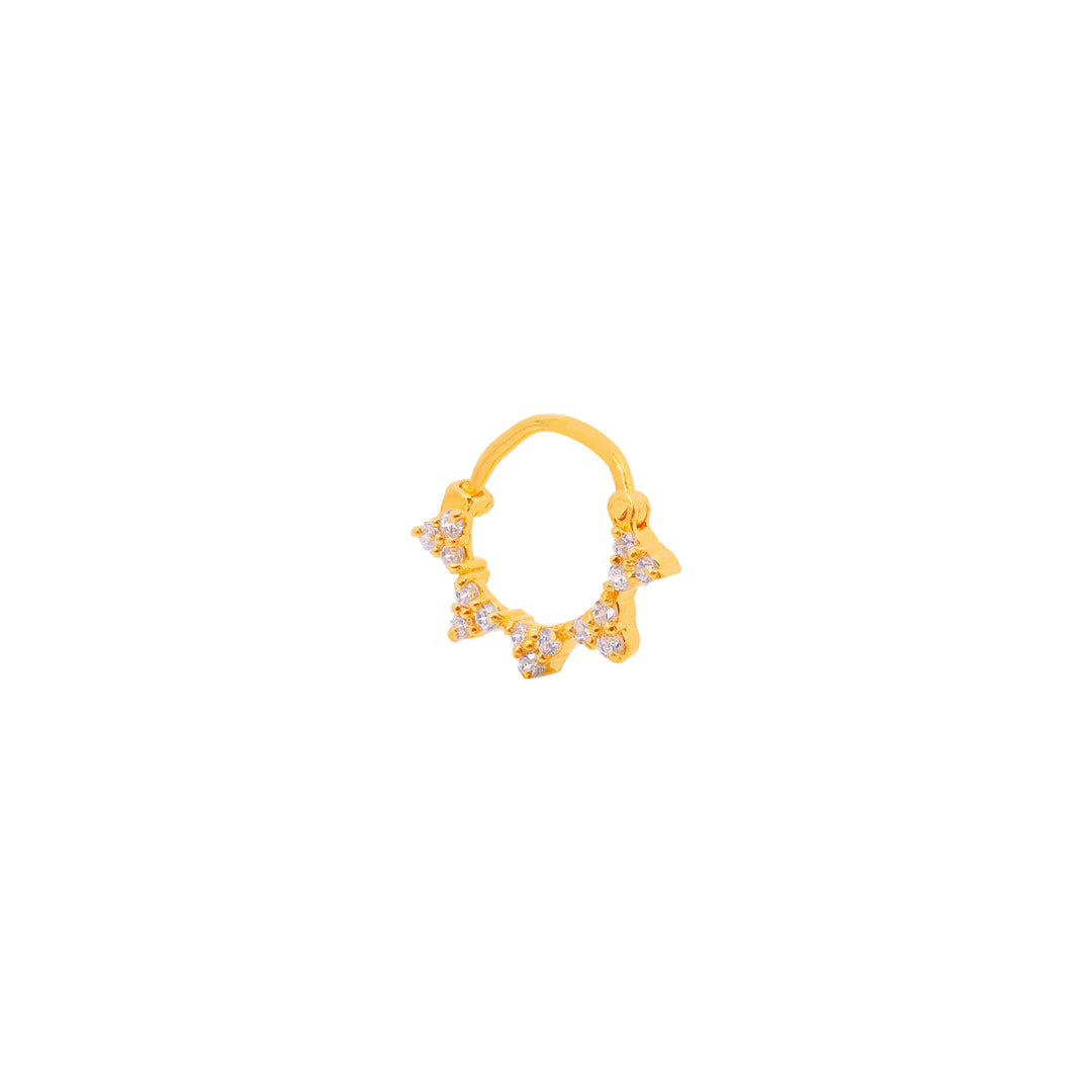 Artistic Nose Pin With CZ in 22K Gold