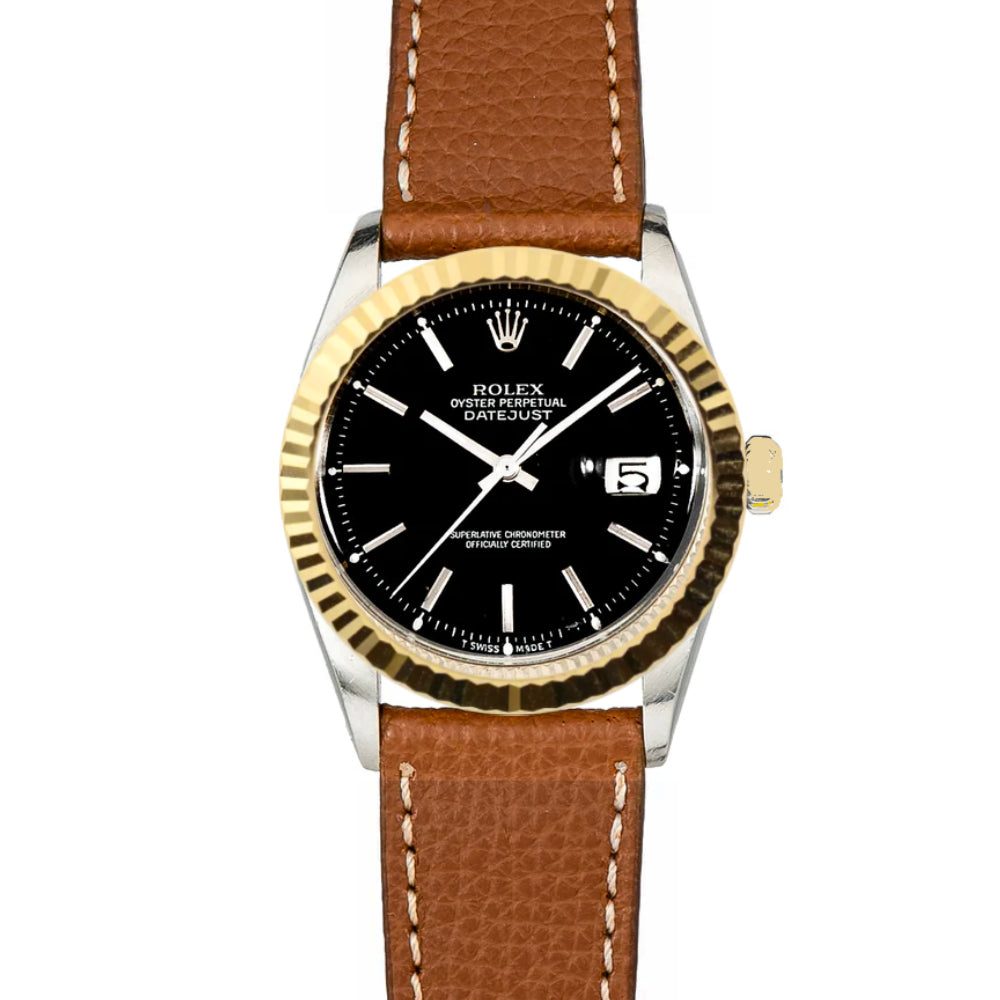 Datejust 36 Black Stick Dial 18-Karat Gold and Stainless Steel