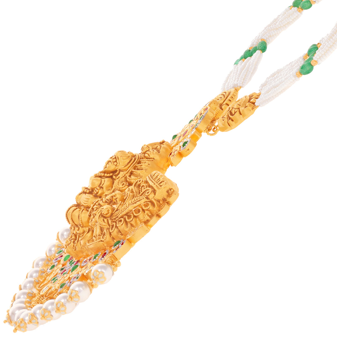 Antique Laxmi Patta Haarm With Kundan & Gemstones in 22K Gold