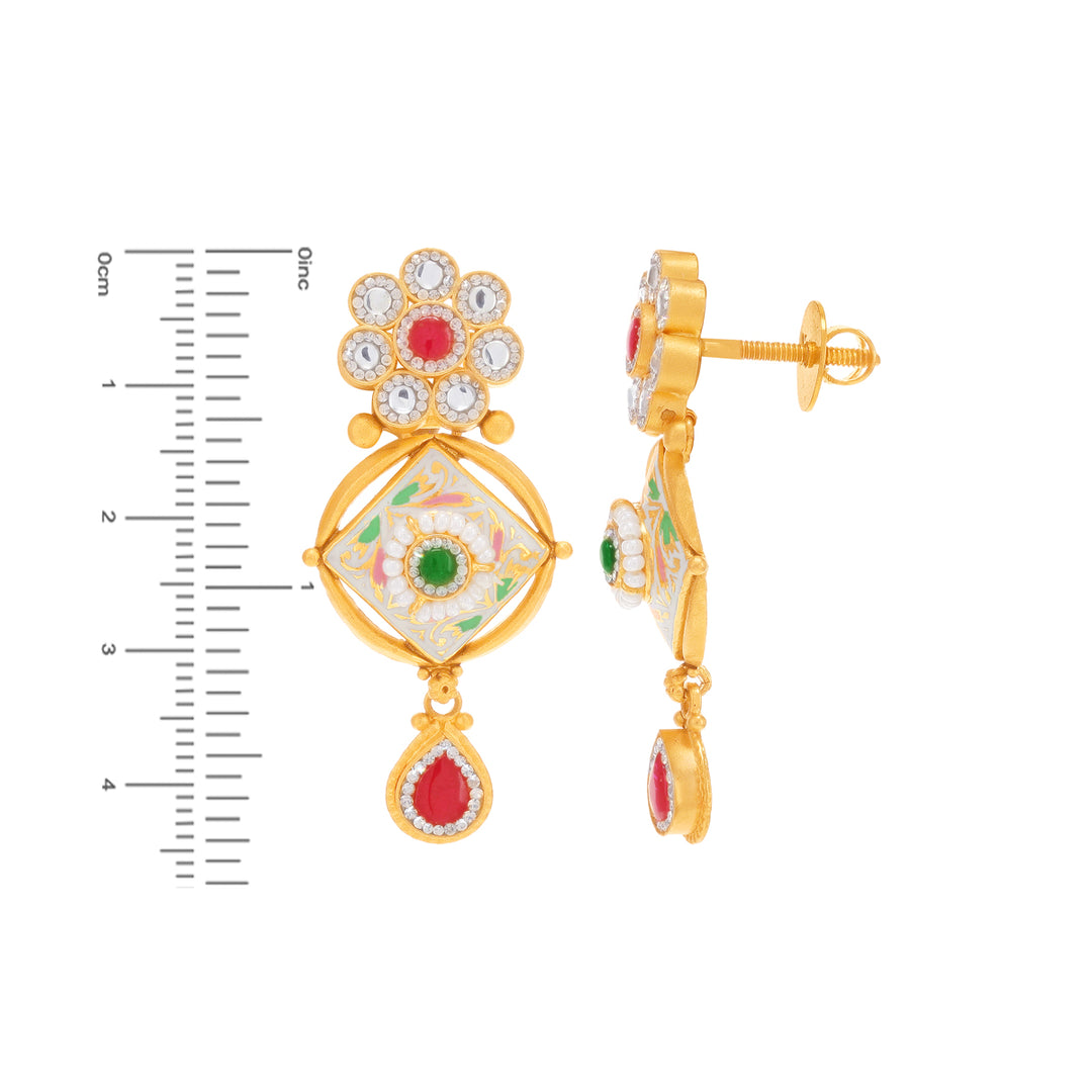 Ravishing Antique Minakari Patta Haarm With Kundan & Gemstones in 22K Gold