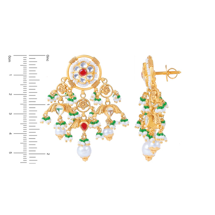 Lovely Antique Necklace Set With Kundan & Gemstones in 22K Gold