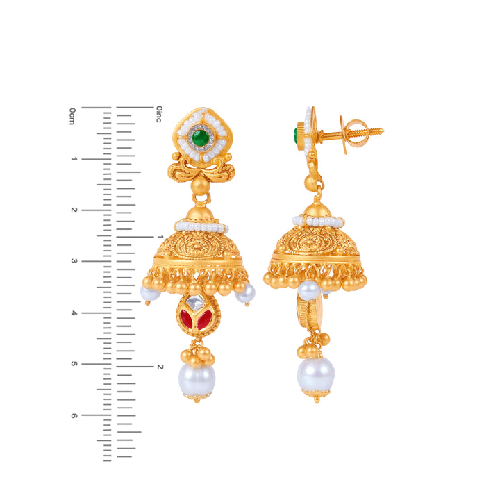 Intricate Antique Necklace Set With Kundan & Gemstones in 22K Gold