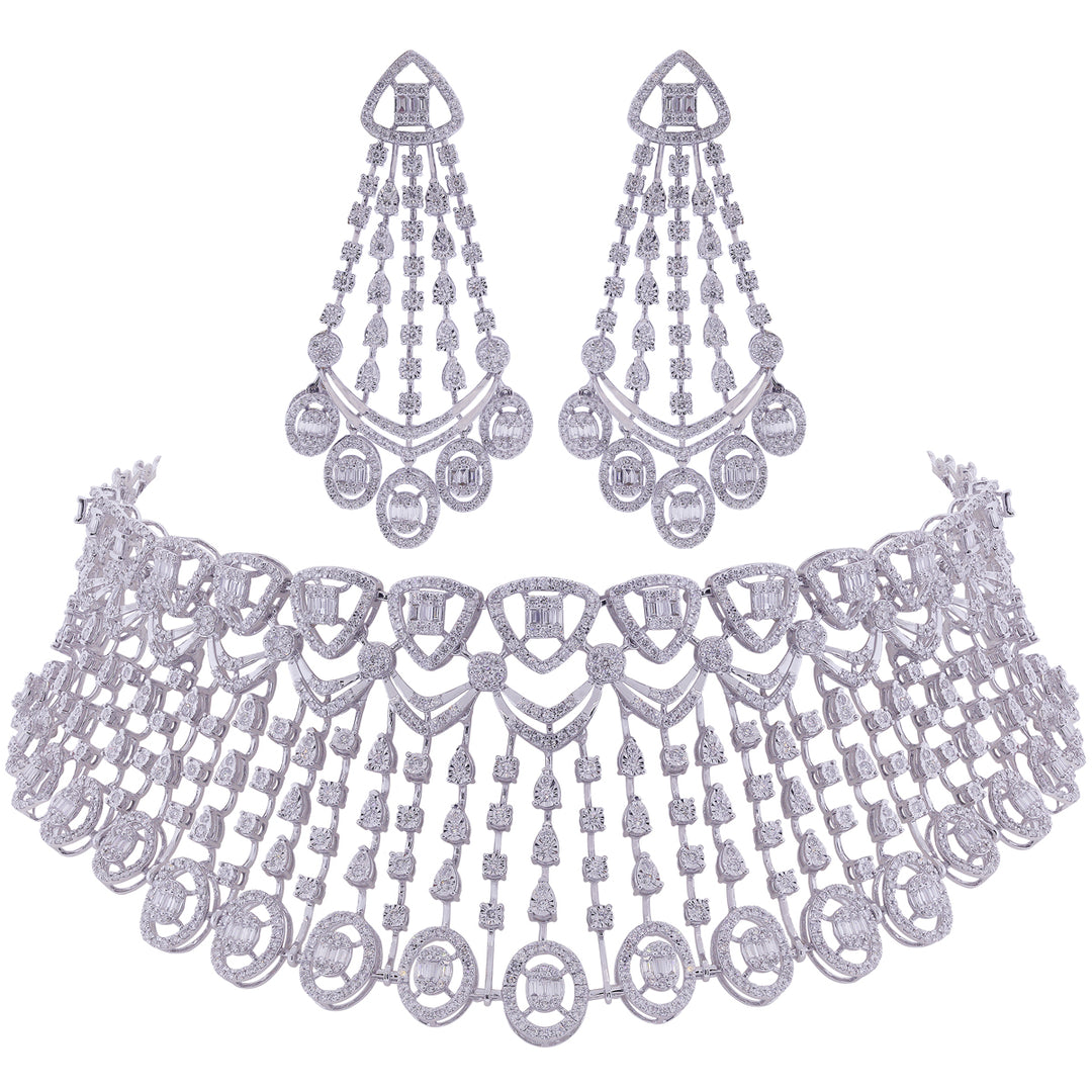 10.91CTW VVS/FG Diamond Choker Set in 18K White Gold