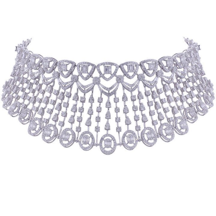 10.91CTW VVS/FG Diamond Choker Set in 18K White Gold