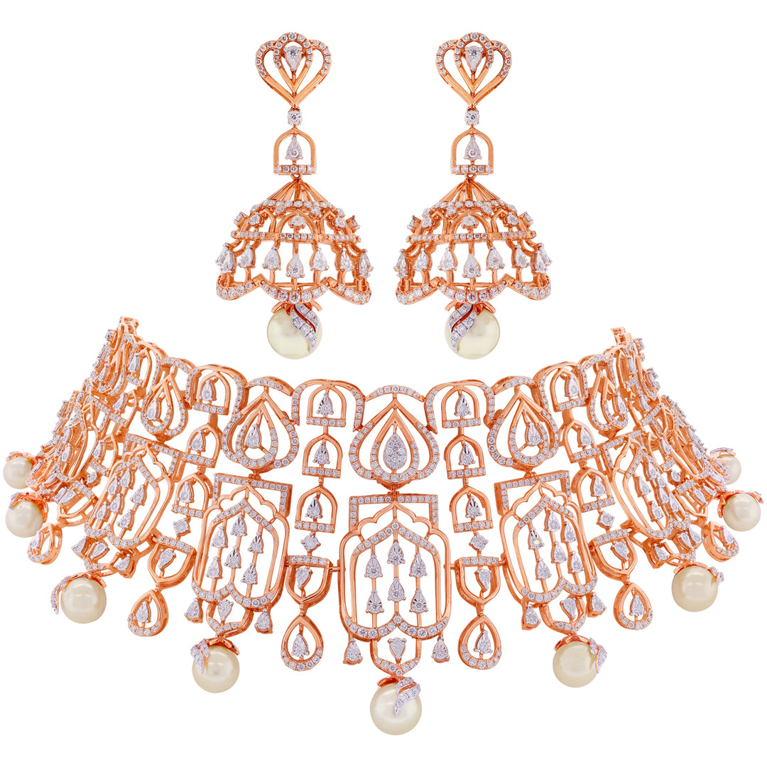 9.47CTW VVS/FG Diamond Choker Set in 18K Rose Gold