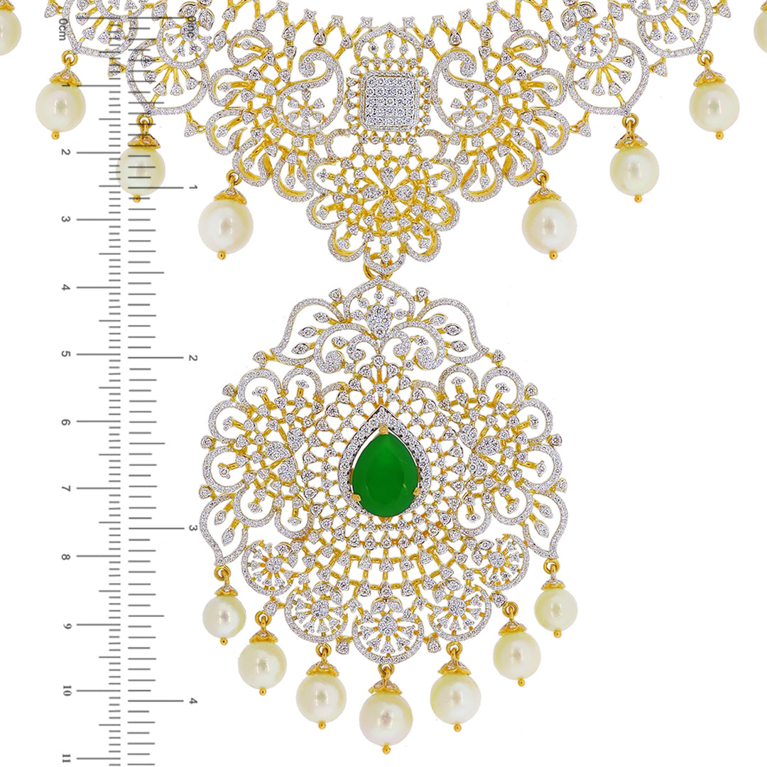 12.46Ct VVS/EF Diamond Patta Haaram With Changeable Gemstones in 18K Gold