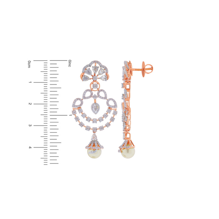 16.78Ct VVS/FG White & Rose Cut Diamond Necklace Set in 18K Rose Gold